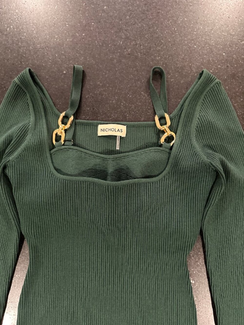 Nicholas | Elisabet Double Rings Rib Knit Top | Forest Green | Small - Picture 8 of 13